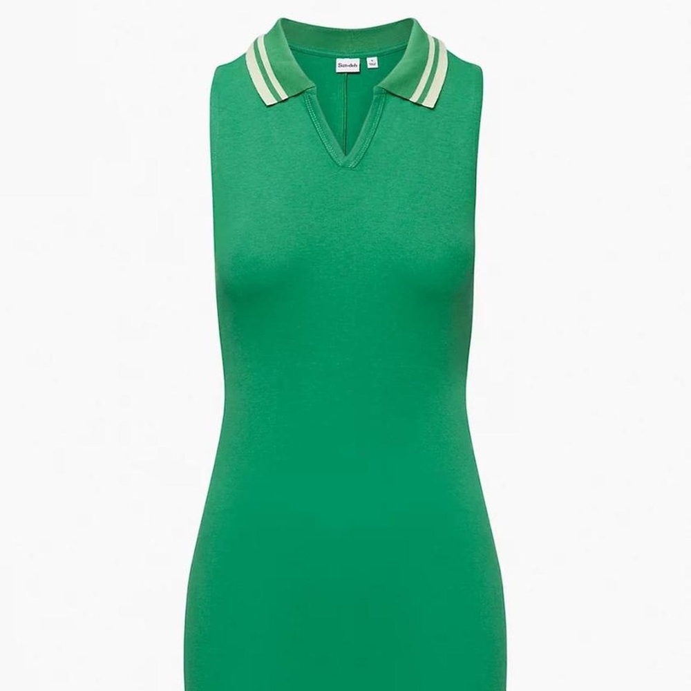 Sunday Best Green with Striped Collar 2XS Aritzia Dress